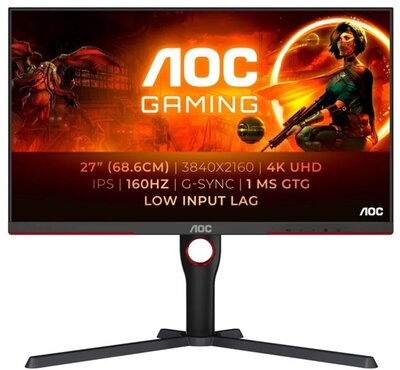 AOC 27" U27G3X/BK Adaptive Sync/G-Sync 4K UHD PIVOT - IPS LED - 160Hz | 3 év garancia |