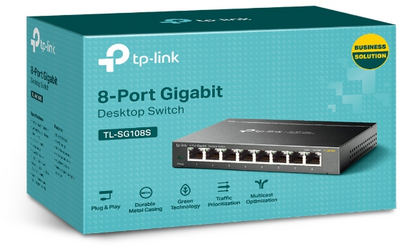 TP-Link - TL-SG108S 8-Port 10/100/1000Mbps Desktop Network Switch