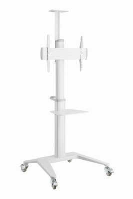 Gembird - Aluminum TV floor stand with caster wheels 37"-70" White - TVS-70T-02-W