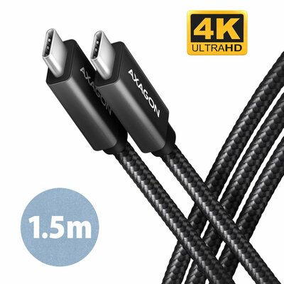 AXAGON - SPEED+ USB-C USB-C 20Gbps cable 1,5m Black - BUCM32-CM15AB