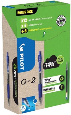 Pilot G2 Greenpack 0,7mm 12db kék betéttel zseléstoll