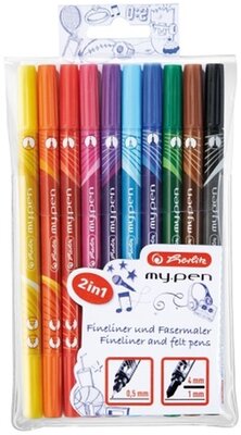 Herlitz my.pen kétvégű 10db-os vegyes színű filctoll készlet