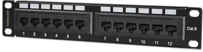 Manhattan Patch panel - CAT6 UTP árnyékolatlan patch panel, 12 portos, 10" 1U, Fekete - 720748