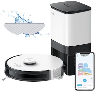 TP-LINK - TAPO RV30 PLUS LiDAR Navigation Robot Vacuum & Mop + Smart Auto-Empty Dock