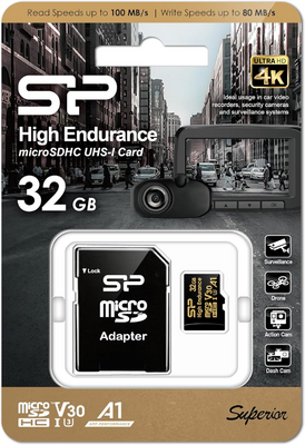 Silicon Power - Golden Series High Endurance microSD 32GB - SP032GBSTHDV3V1HSP