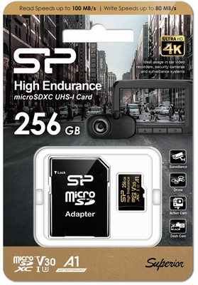 Silicon Power - Golden Series High Endurance microSD 256GB - SP256GBSTXDV3V1HSP