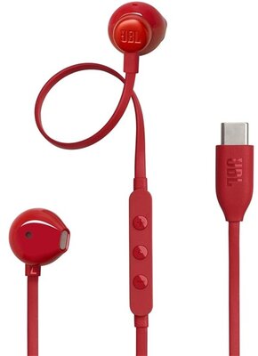 JBL T 305 C RED vezetékes USB C mikrofonos piros fülhallgató