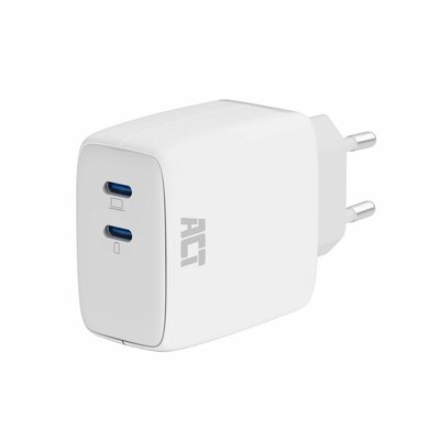 ACT - AC2165 USB-C Charger 65W 2-port with Power Delivery PPS and GaNFast White