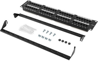 Lanberg - PATCH PANEL 48 PORTOS 2U 19" CAT.6 UTP FEKETE - PPU6-2048-B