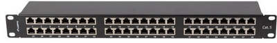 Lanberg - PATCH PANEL 48 PORTOS 1U 19" CAT.5E FTP ÁRNYÉKOLT FEKETE - PPS5-1048-B