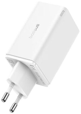 Baseus P10162705212-00 GaN6 Pro 100W EU fehér gyorstöltő adapter 1m USB Type-C - Type-C kábellel