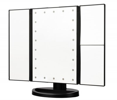 HUMANAS - ML04 kihajtható sminktükör, AAA elem vagy mikro USB, 16 x 23,5 cm, LED 2 nagyító tükör, 21 db LED,