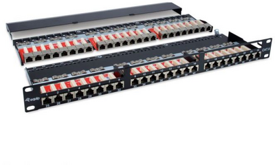 Equip Patch panel - 326448 (48 port, Cat6, 1U, árnyékolt, fekete)