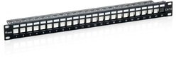 Equip Keystone Patch Panel - 769124 (24 port, Cat6, 1U, árnyékolt, fekete)