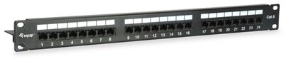 Equip Patch panel - 135425 (24 port, Cat6, árnyékolatlan, fekete)