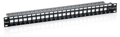 Equip Keystone Patch Panel - 769124 (24 port, Cat6, 1U, árnyékolatlan, fekete)