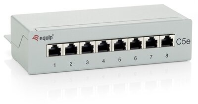 Equip Patch Panel - 227308 (8 port, Cat5e, 1U, árnyékolt, szürke)