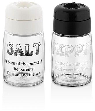 IRIS - C-00382 Motto Salt&Pepper üveg fűszerszóró 2*100ml, fekete vagy elefántcsont színű