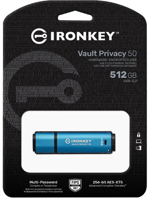Kingston USB3.2 VAULT PRIVACY 50 FLASH DRIVE 512GB - IKVP50/512GB