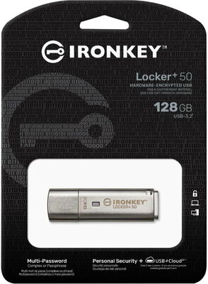 Kingston USB 3.2 IRONKEY LOCKER+50 FLASH DRIVE 128GB - IKLP50/128GB