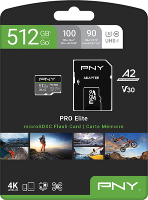 PNY PRO Elite Class 10 U3 V30 512GB - P-SDUX512U3100PRO-GE