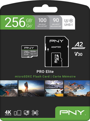 PNY PRO Elite Class 10 U3 V30 microSD Flash Memory Card 256 GB - P-SDU256V32100PRO-GE