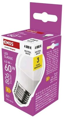 Emos Classic Mini Globe E27/6,5 W(60 W)/806 lm /természetes fehér LED izzó - ZQ6E43