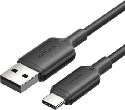 Vention - USB-A 2.0/M -> USB-C/M, 1m,(fekete), kábel - CTQBF