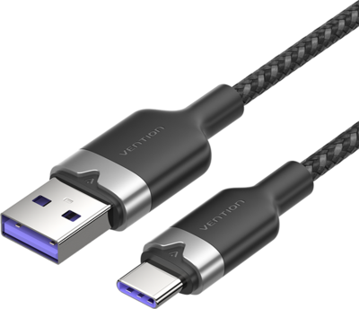 Vention - USB-A 2.0/M -> USB-C/M, 2m,(fekete,6A), kábel - CTOBH