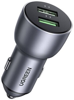 UGREEN - CD213 36W 2xUSB QC 3.0 szürke autós töltő - 10144
