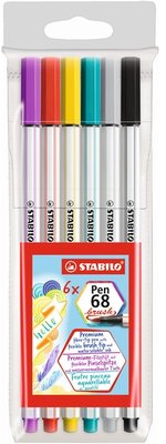 Stabilo Pen 68 brush 6db-os vegyes színű ecsetfilc