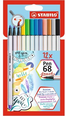Stabilo Pen 68 brush 12db-os vegyes színű ecsetfilc