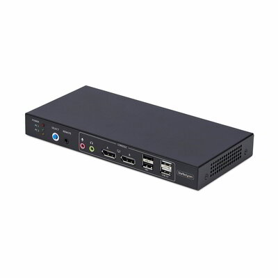 Startech - 2 portos, dupla monitoros DisplayPort KVM kapcsoló dupla nézetű videómátrixszal, 4K 60Hz - P2ADD121D-KVM-SWITCH
