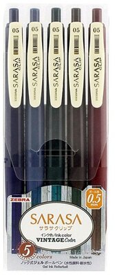 Sarasa Clip 0,5 Vintage 5 Colour Set zselés toll