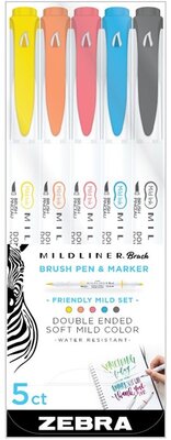 Zebra Mildliner Brush Friendly 5db-os kettős végű ecset marker