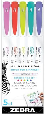 Zebra Mildliner Brush Refresh 5db-os kettős végű ecset marker