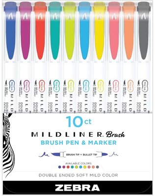 Zebra Mildliner Brush Cool&Refined 10db-os kettős végű ecset marker