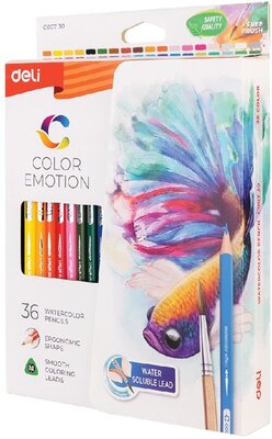 Deli Color Emotion papírdobozos 36 db-os akvarellceruza készlet