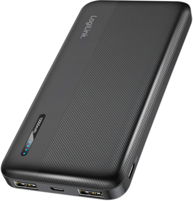 Logilink Powerbank 10 000 mAh, 2x USB-A, USB-C, gyorstöltés funkcióval, fekete - PA0338RF