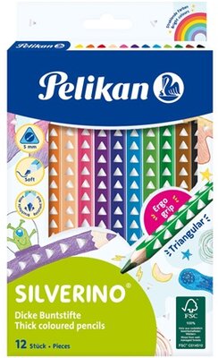 Pelikan Silverino 12 színű vastag, háromszögletű színesceruza készlet