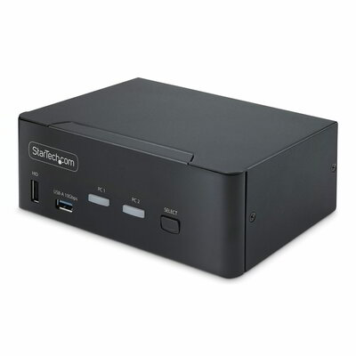 Startech - 2 portos, dupla monitoros DisplayPort KVM kapcsoló, DP 1.4, 8K 60Hz / 4K 144Hz, 2x USB 3.2 10Gbps port, KVM kapcsoló - P2CDD143-KVM-SWITCH