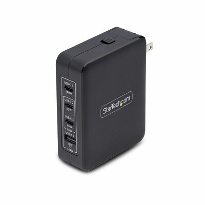 Startech - 140 W-os USB-C fali töltő, 3x USB-C/1x USB-A, PD 3.1 International GaN töltő MacBook/Dell XPS/Inspiron készülékekhez - 3114GCU-WALL-CHARGER
