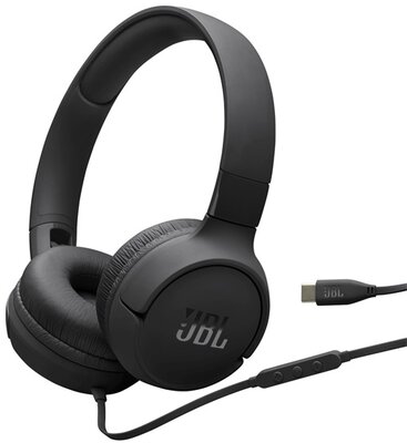 JBL - Tune520C USB-C vezetékes mikrofonos fekete fejhallgató - JBLT520CBLK