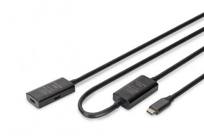 Assmann-DIGITUS Active USB 3.2 Gen1 5G hosszabbító kábel, USB-C - USB-C, 10m - DA-73109