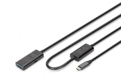 Assmann-DIGITUS Active USB 3.2 Gen1 5G hosszabbító kábel, USB-C - USB-A, 10m - DA-73111