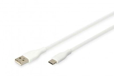 Assmann-DIGITUS USB-C szilikon csatlakozókábel, 2m, fehér - AK-300340-020-W