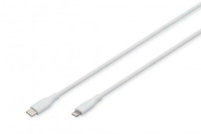 Assmann-DIGITUS Lightning szilikon csatlakozókábel, USB-C - Lightning, 0,5 m, fehér - AK-600110-005-W