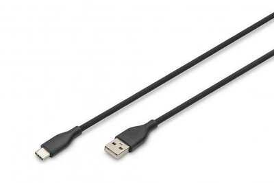 Assmann-DIGITUS USB-C szilikon csatlakozókábel, 2m, fekete - AK-300340-020-S