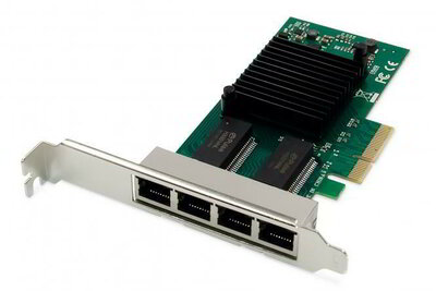 Assmann-DIGITUS 4 portos gigabites Ethernet hálózati kártya, RJ45, PCI Express, Intel I350 - DN-10114