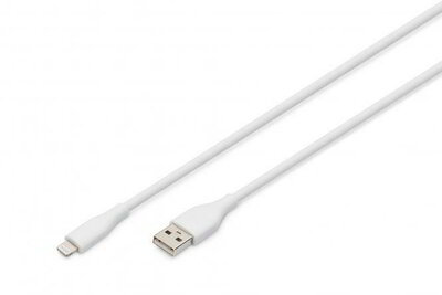 Assmann-DIGITUS Lightning szilikon csatlakozókábel, USB-A - Lightning 1m, fehér - AK-600108-010-W